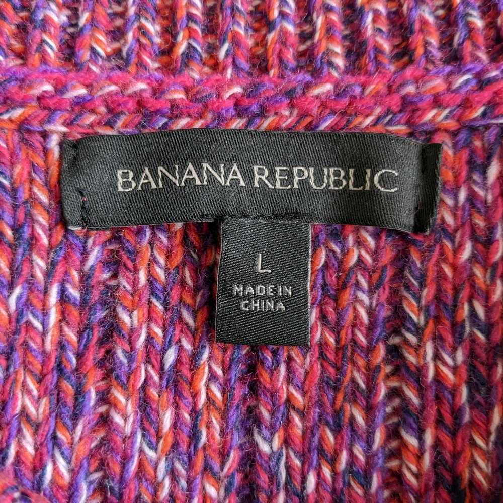 🍁 EUC Banana Republic Wool Cashmere Blend Ribbed Sweater in Berry, Size L - Picture 9 of 11